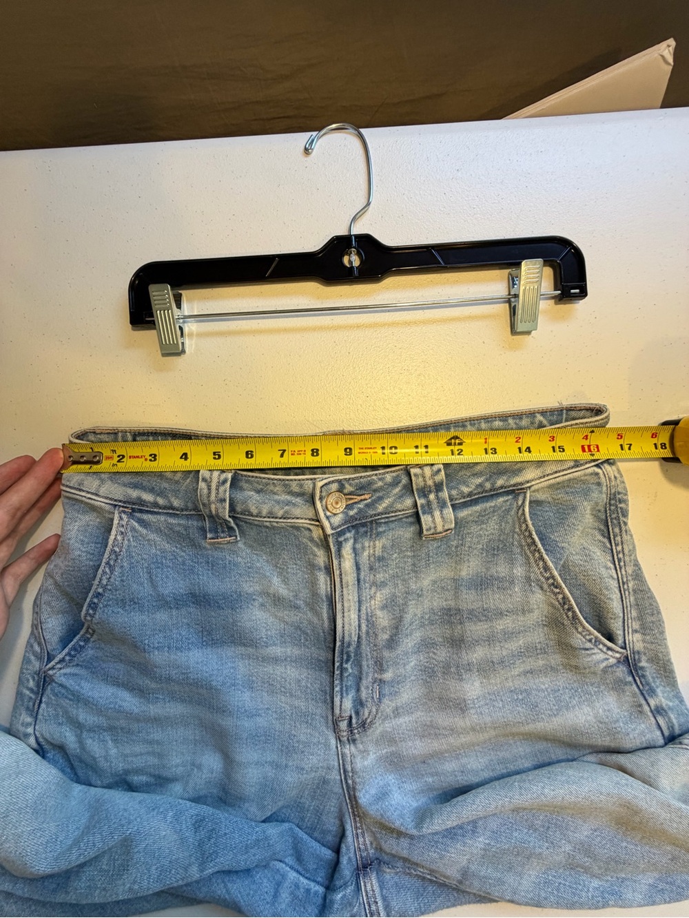 America Eagle Super High Rise Baggy Wide Leg Jeans Cargo Light Wash Stretch 10 - Picture 13 of 15